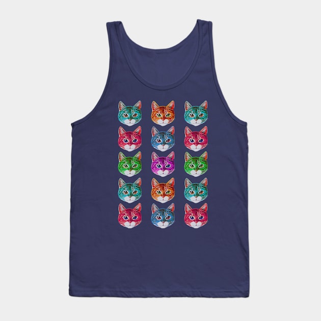 Cute Colorful Cats Animal Lover Pet Kitty Feline Gift Tank Top by Freid